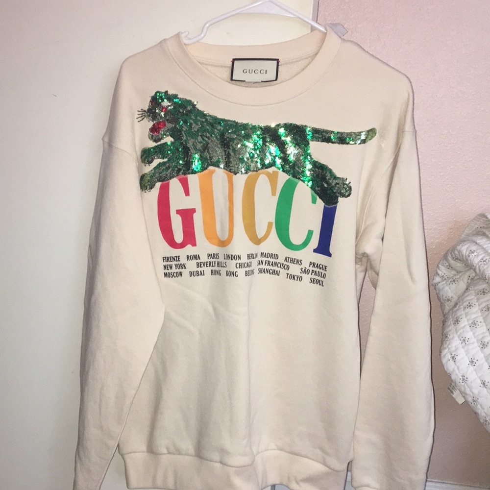 Gucci embellished printed cotton-terry sweatshirt